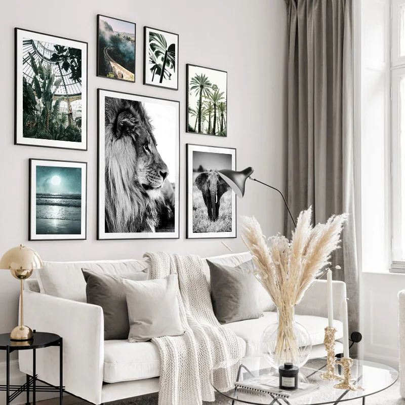 Настенный постер с изображением Льва животных растений | Дом и сад