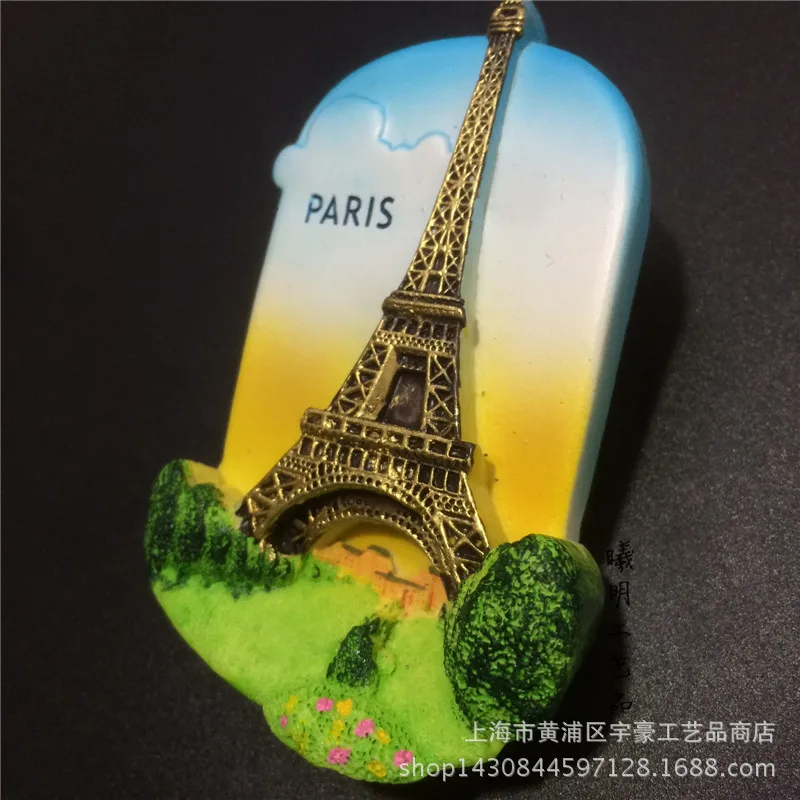 Магнит на холодильник из смолы память о путешествиях Франции Париже креативная