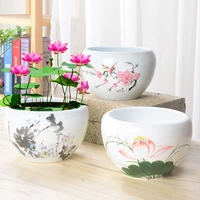 garden decoration outdoor hydroponics pots planters growing lotus water bowl lily special high flowerpot ceramic extra large