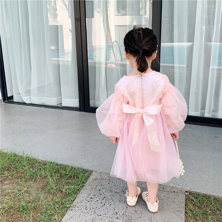 

New Blue Baby Girls Kids Mesh Costume Dress Snow Princess Dress Up Children's Birthday Party Gown Cosplay Tulle Dress 1-6 Years