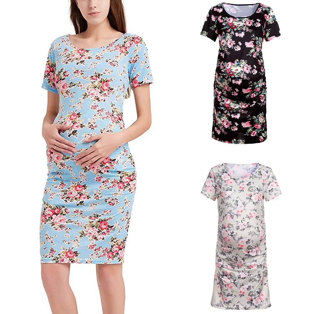 Платье для беременных с цветочным принтом платье кормящих женщин однотонное