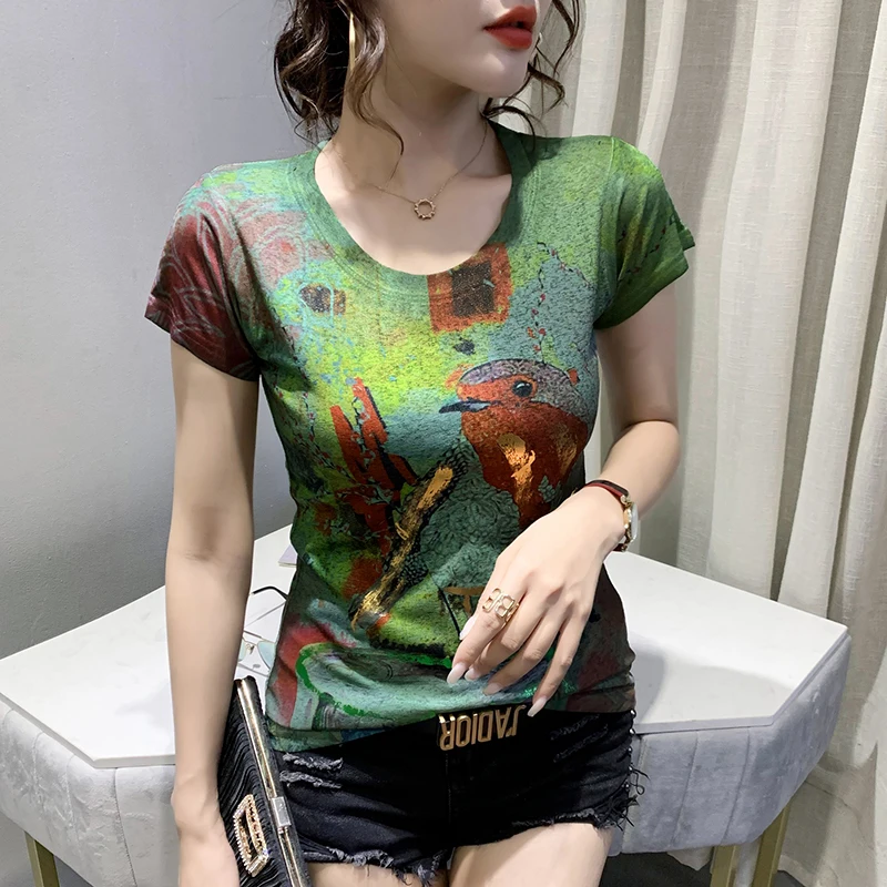 

Summer Short-Sleeved T-Shirt Female Korean Style Half-Sleeved Fashion Print Top-Clothes For Women Trend
