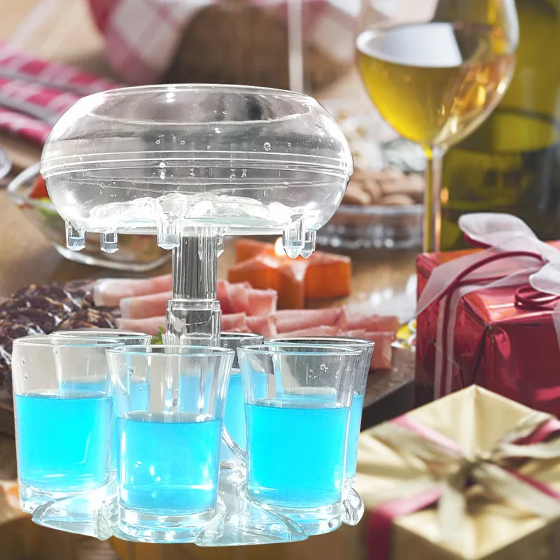 Dispenser trasparente per bicchieri da 6 bicchierini PMMA Liquor Pourer Party Quick Shot Drink Dispenser per una divertente festa al Bar o giochi per bere