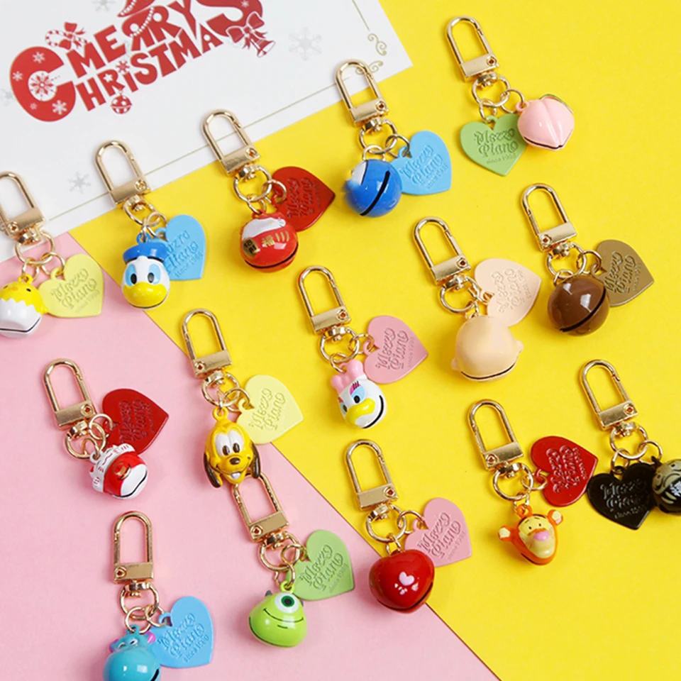 

Cute Cartoon Bear Rabbit Monster Bells Keychain Kids Bag Backpack Pendant Car Key Holder Womens Keyring Decor for Airpods Gifts
