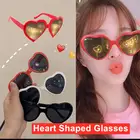 Женские солнцезащитные очки в форме сердца, очки с эффектом дифракции в виде сердца, меняющие свет, 2021