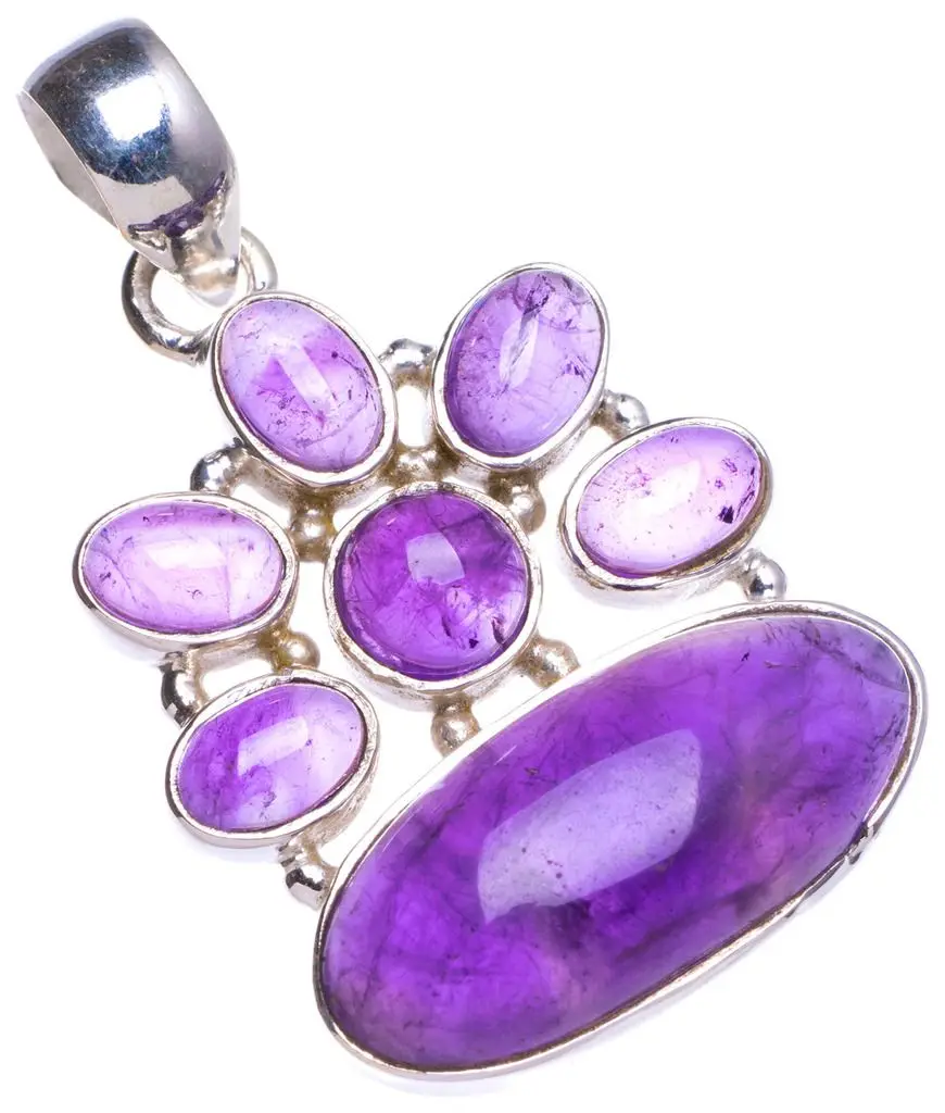 Натуральный Аметист ручной работы уникальный кулон из стерлингового серебра 925