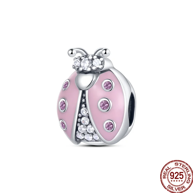 

Genuine 925 Sterling Silver Pink Firefly charms Fit Original pandora Bracelet&Bangle For Women Birthday Fashion Jewelry Gift