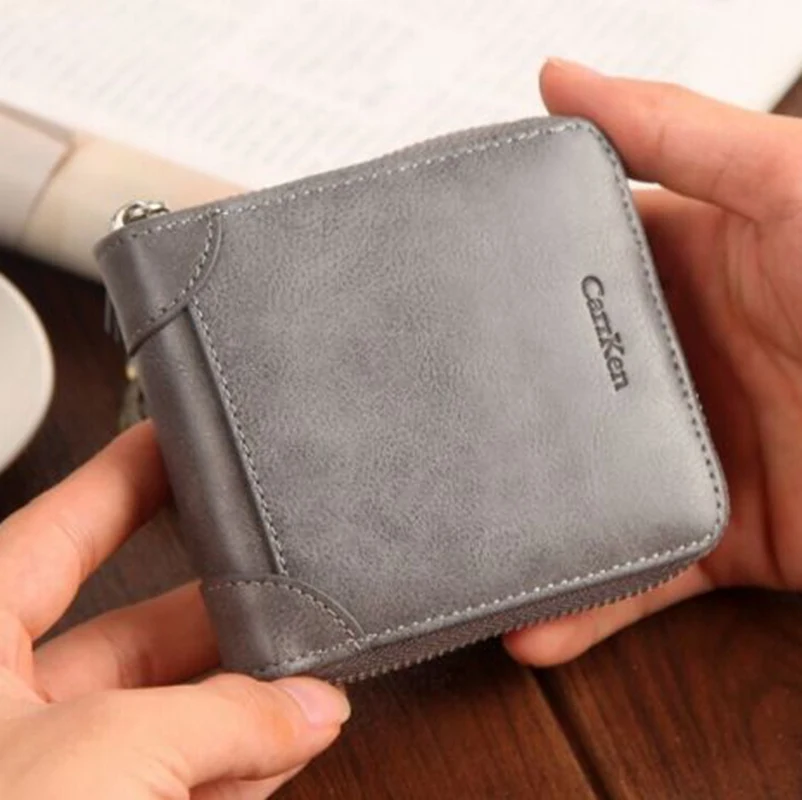 Местный запас для женщин и мужчин кожаный плащ Тонкий двойной кредитный ID