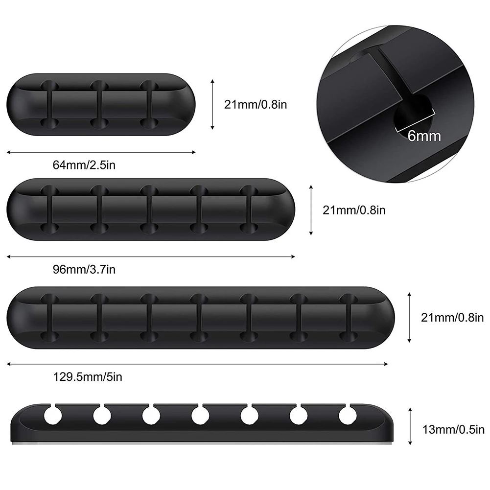 

3pcs 3/5/7 Port Universal Desktop Cable Organizer Silicone USB Cable Winder Holder for Mouse Headphone Wire Desktop Tidy Clips
