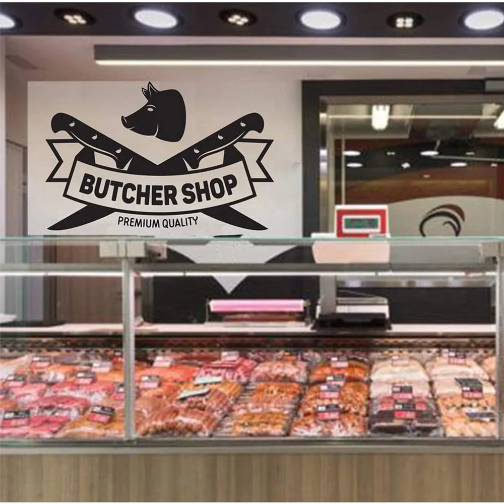 

Commercial Butchery Wall Sticker Home Decor For Butcher Shop Wall Stickers Kill Animals Vinyl Mural Waterproof DW9406