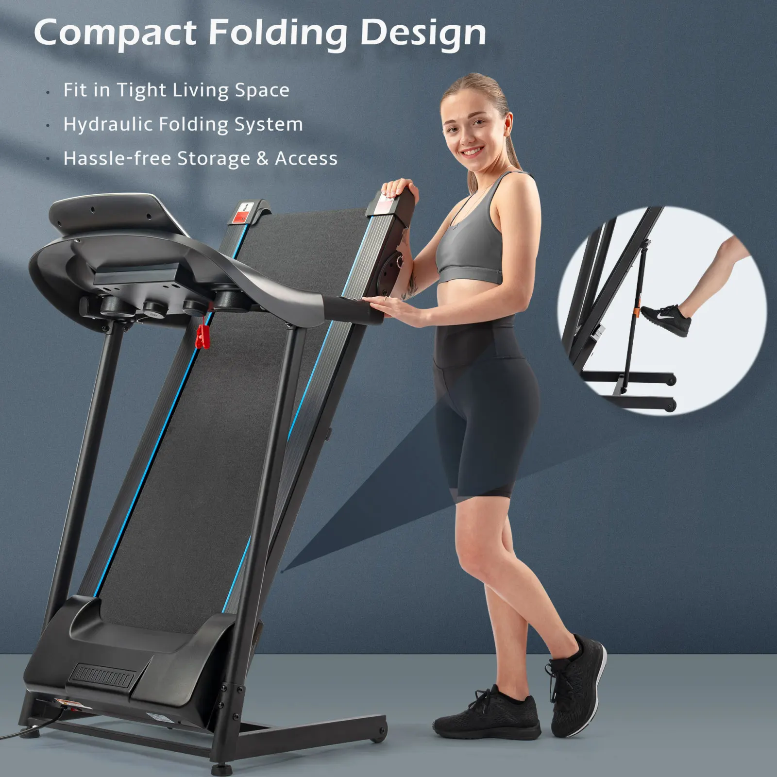 

Electric Motorized Treadmill With Audio Speakers, Max. 10 MPH And Incline For Home Gym