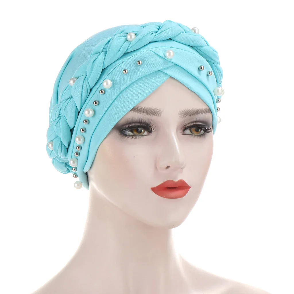 

Head Scarf for muslim women solid cotton turban bonnet hijab Caps white pearl Inner hijabs femme musulman arab wrap turbantes