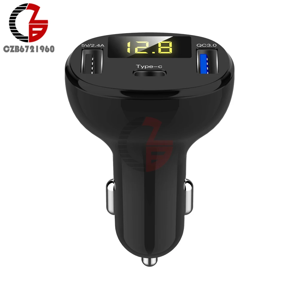 Type-C USB C QC3.0 QC2.0 быстрое автомобильное зарядное устройство вольтметр Индикатор емкости батареи 5 в 12 В 24 В 2.4A 32 Вт измеритель напряжения для телефона