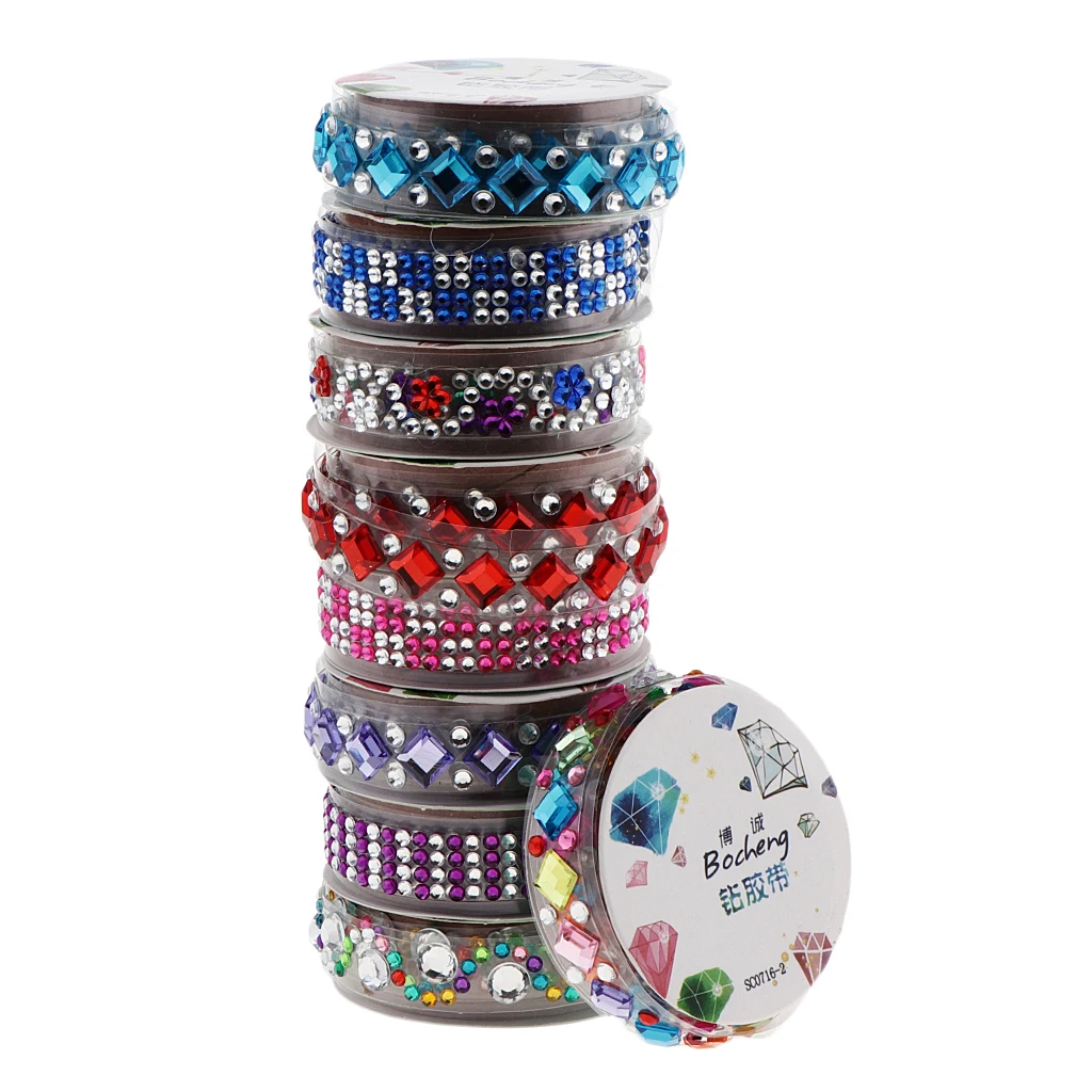 Самоклеящиеся стразы 6 рулонов в партии наклейки для поделок украшения