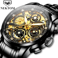watches men fashon luxury brand nektom sport waterproof male calendar small hand watch steel quartz wristwatch relogio masculino