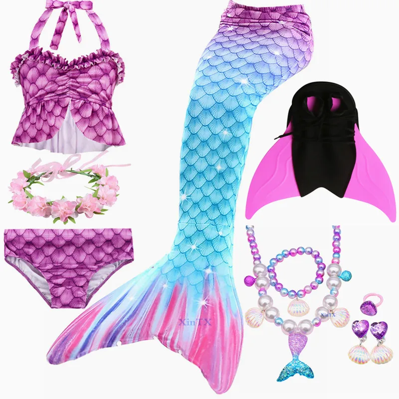 Детский купальник русалки купальный костюм с моноластами для девочек косплея |
