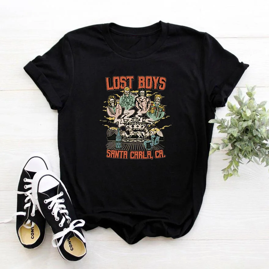 

Футболка из хлопка с надписью «Lost Boys», «Santa Carla Ca», Женская винтажная одежда в стиле Харадзюку, женские футболки