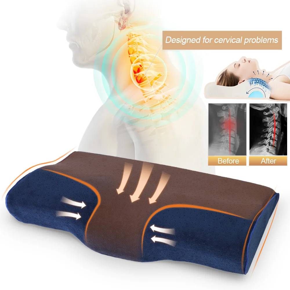 Мягкая Ортопедическая подушка 50*30 см в форме бабочки для шеи с медленным