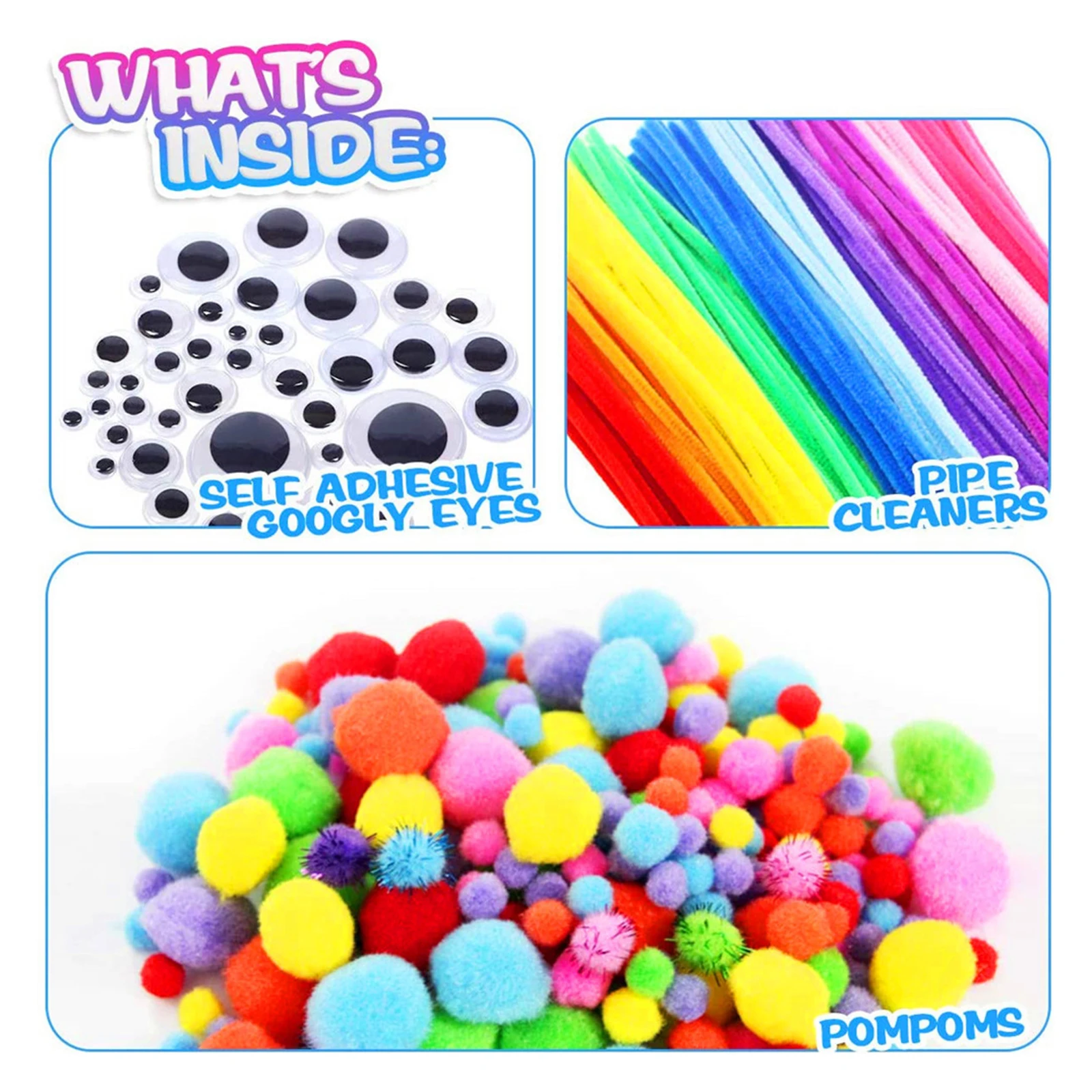 

DIY Crafts Handmade Art Set Felt Fabric Colorful Plush Stickers Pompoms Eyes Material for Children Kids Educational Toys