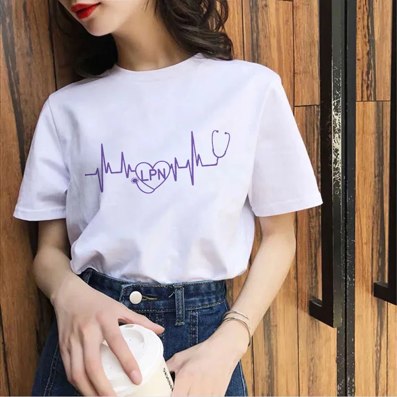 

Женская футболка с принтом стетоскопа и электрокардиограммы, ЗАБАВНЫЕ РЕТРО топы, женская футболка с коротким рукавом, летняя модная женск...