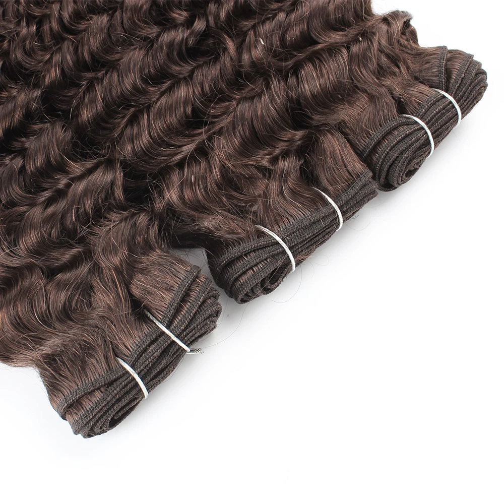 Kisshair color #2 deep wave hair bundles 3/4 pcs darkest brown Peruvian  human hair extension 10 to 24 inch remy weft hair