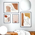 Абстрактные солнечные линии девушка тело минималистское искусство стены холст картина скандинавские плакаты и принты настенные картины для декора гостиной