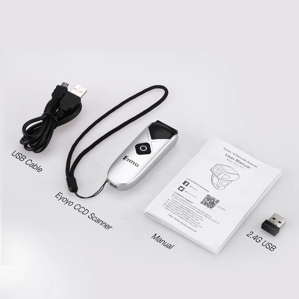 Eyoyo EY 015C CCD сканер штрих кода мини Беспроводной считыватель кодов USB Проводная/2
