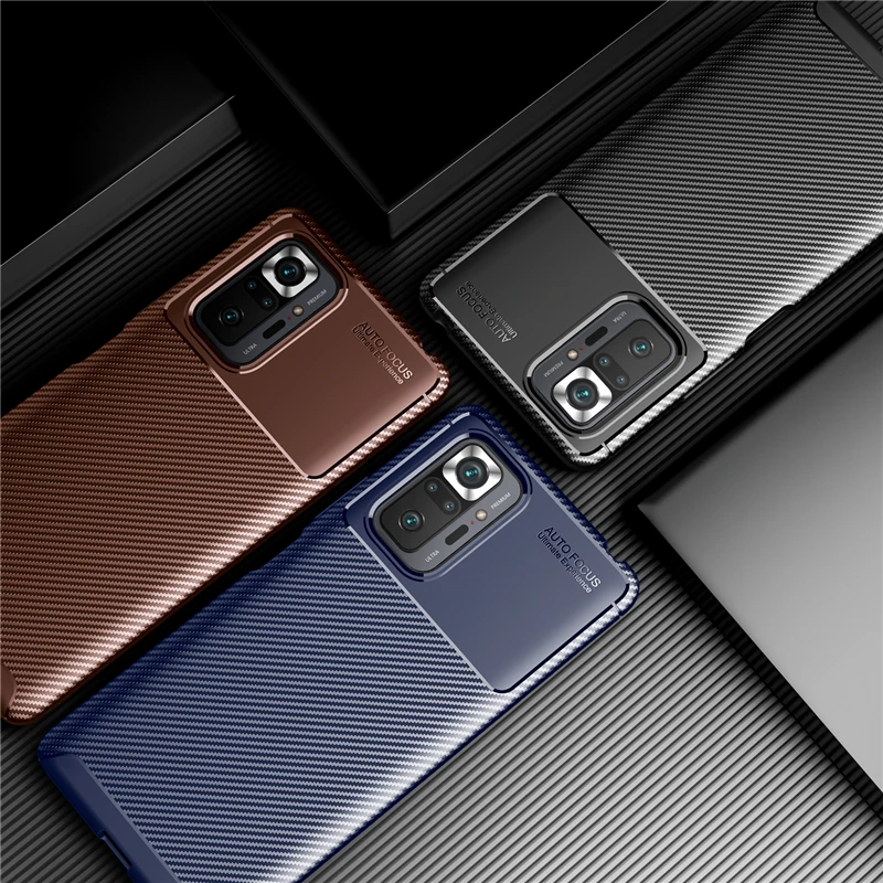 

New For Redmi Note 10 Pro Case Soft Silicone Carbon Fiber Texture Rugged Back Cover Phone Case For Xiaomi Redmi Note 10 Pro Max