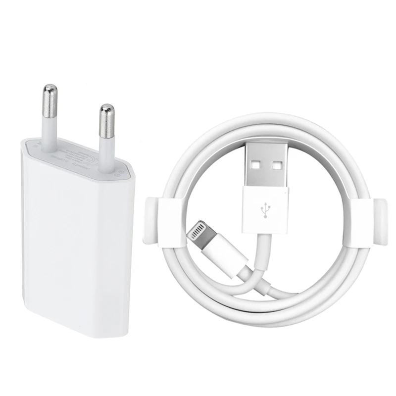 for iphone Стандарт ЕС настенное зарядное устройство 5 В/1 а Быстрая зарядка для iPhone 5/5S 6/6S Plus SE мобильный телефон USB Зарядка адаптер с двумя круглыми вилками - Тип штекера: for iphone