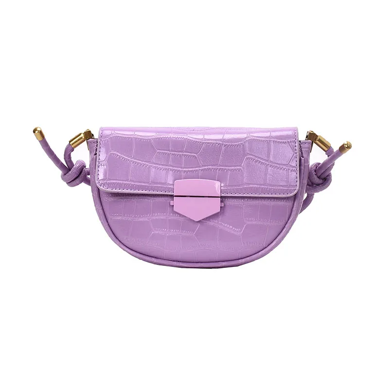 

Stone Pattern Solid Color PU Leather Small Saddle Bags For Women 2020 Summer Special Shoulder Belt Crossbody Shoulder Bags