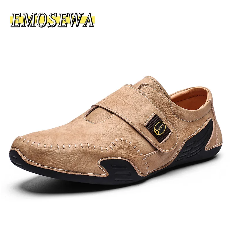 

New Spring Soft Men Casual Shoes Leather Handmade Men Loafers Rome Designer style Flat Moccasins Outdoors Men Sneakers 39-46
