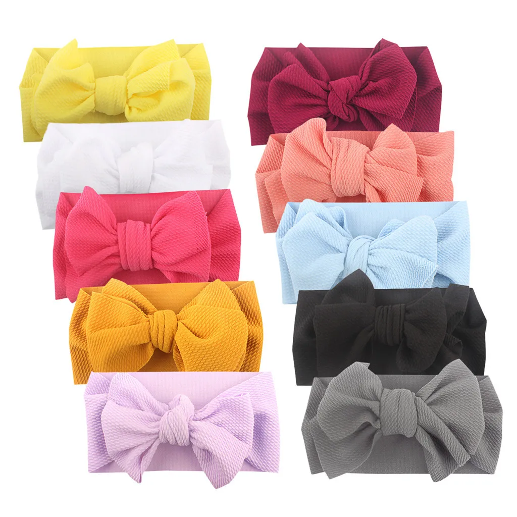 

0-2Y Kids Newborn Girls Infant Baby Super Elastic Solid Headband Hair Band Cute Bow Headdress10PCS Headwears Hair Accessories 5*