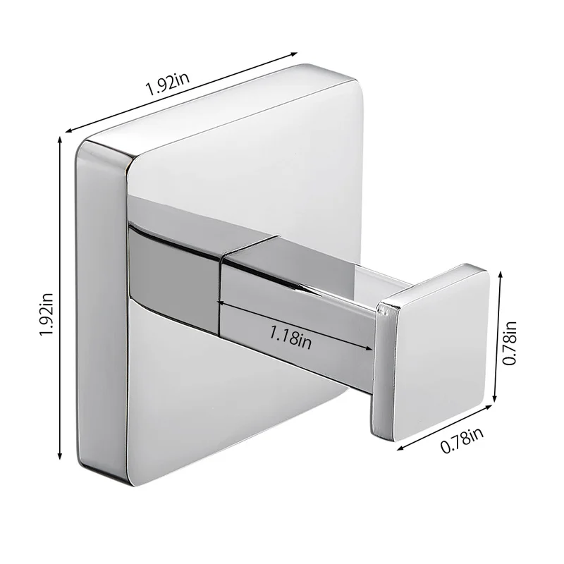 

Modern Stainless Steel Robe Hook Bathroom Towel Coat Hook Square Base Wall Hooks Bathroom Hardware Accessories