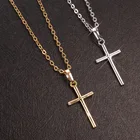 Простое ожерелье с подвеской-крестом из сплава для женщин, чокер, ожерелье-цепочка из золотых и серебряных звеньев, подарок, украшение для вечевечерние