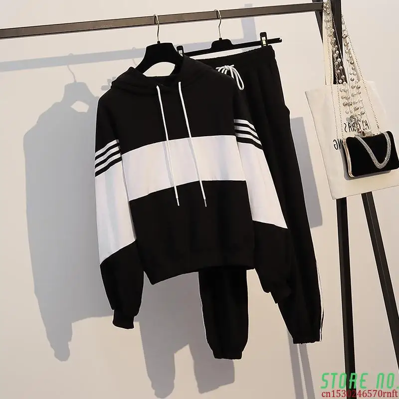 

Fashion Plus Size Two Piece Sets 2020 New Tracksuit Wives Loose Belly Covering Casual Sports Womens 2 Piece Outfit Set