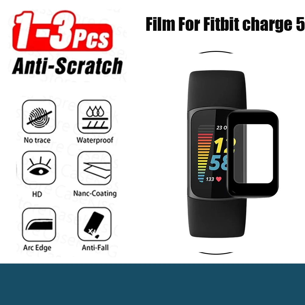 

Screen Protective Film For Fitbit charge 5 SmartWatch Clear 3D Anti-Fingerprint Protector Film Curved Ultra-thin HD Full Cover