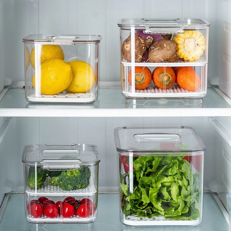 

Холодильник Еда контейнеры для хранения с кухонные крышки для хранения уплотнение Танк Пластик отдельно овощи фрукты свежий коробка больш...