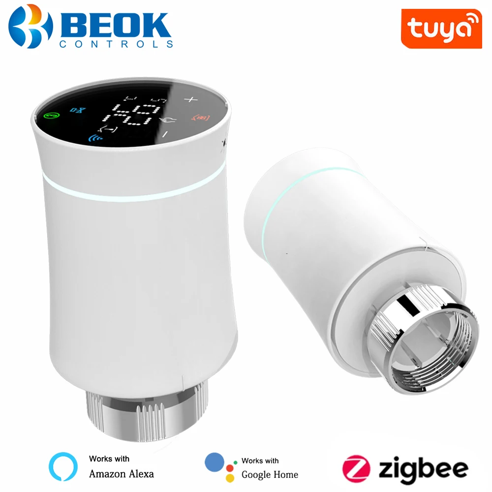 

Beok Tuya Zigbee Thermostatic Radiator Valve TRV Actuator Smart Thermostat Programmable Temperature Controller Works with Alexa