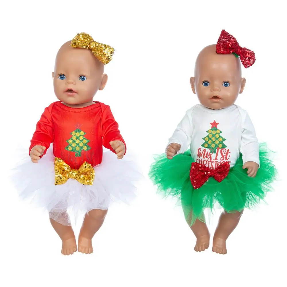 НОВАЯ РОЖДЕСТВЕНСКАЯ одежда платье подходит для 43 см кукла новорожденных 17