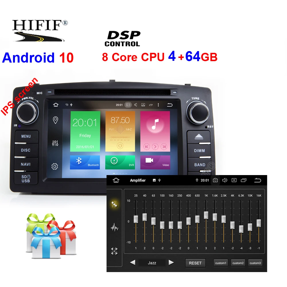 DSP 2 din Android 10 автомобильный dvd мультимедийный плеер gps Авторадио для TOYOTA Corolla E120 e 120 BYD F3 Автомобильный Радио стерео wifi