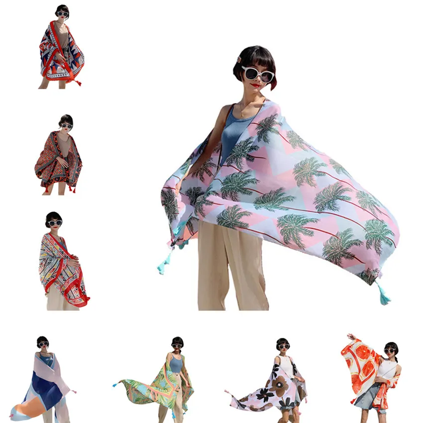 

NEW 11 styles 90x180cm cotton Pareo 2019 Summer Cover-Ups Rectangle Wrap Scarf Swimsuit Bikini Cover Up Autumn Beach Sarong Mats