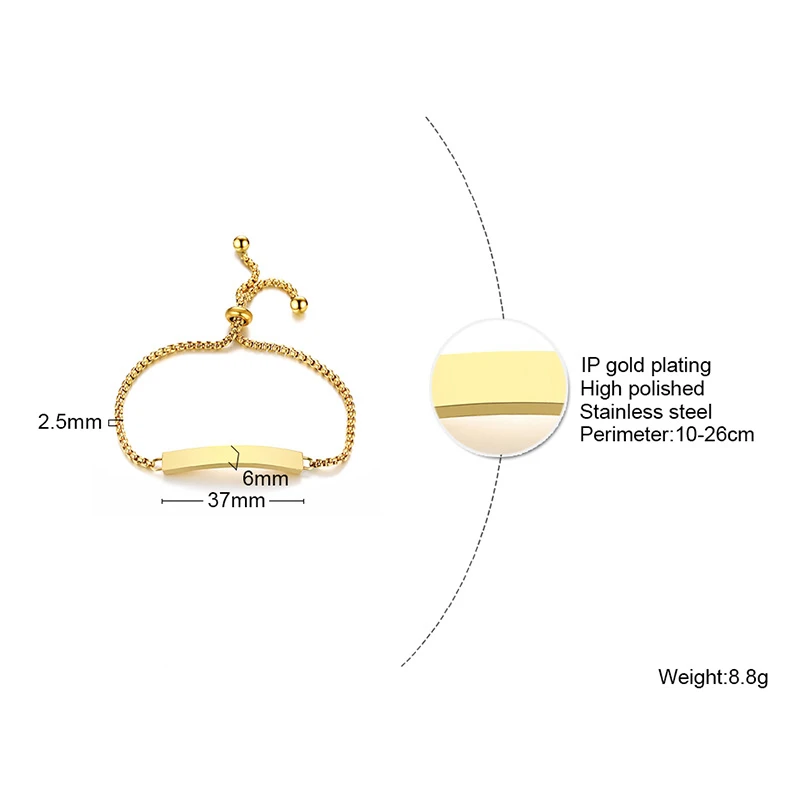 Браслет женский из нержавеющей стали с гравировкой под золото серебристый