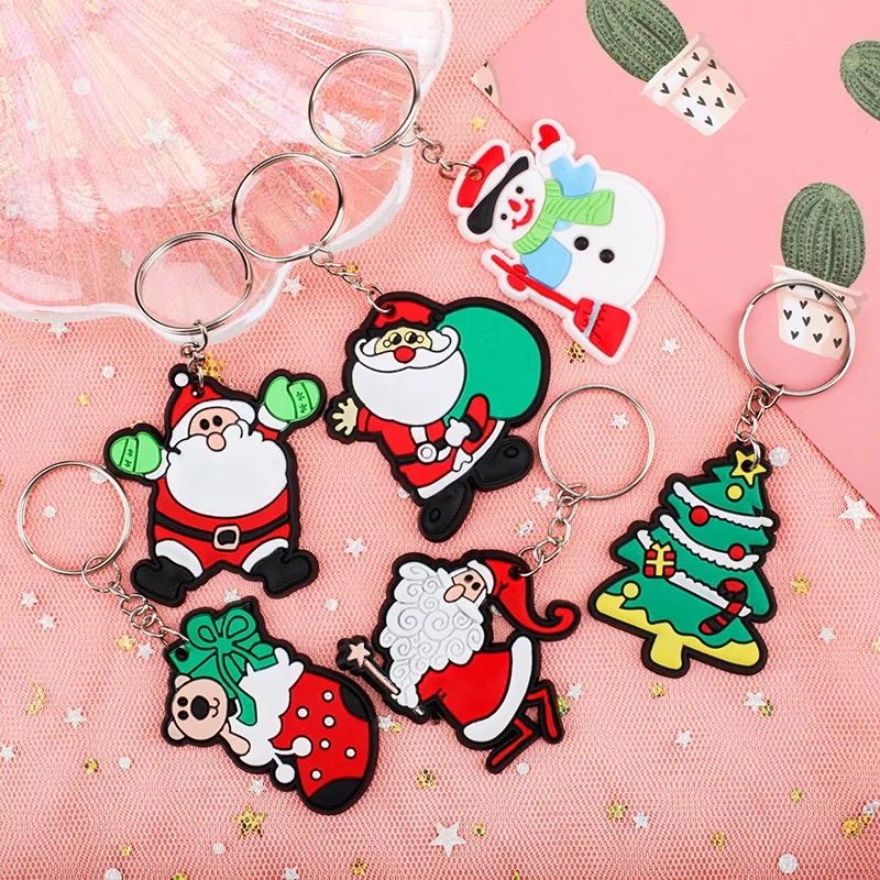 

Christmas Cartoon Soft Plastic Key Chain Ring Pendant, European and American National Wind Christmas Lovely Key Chain Pendant