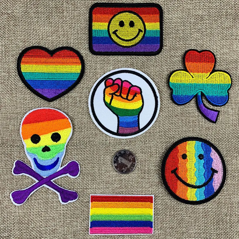 Мультяшные радужные вышитые тканевые наклейки ЛГБТ аксессуары для одежды геев