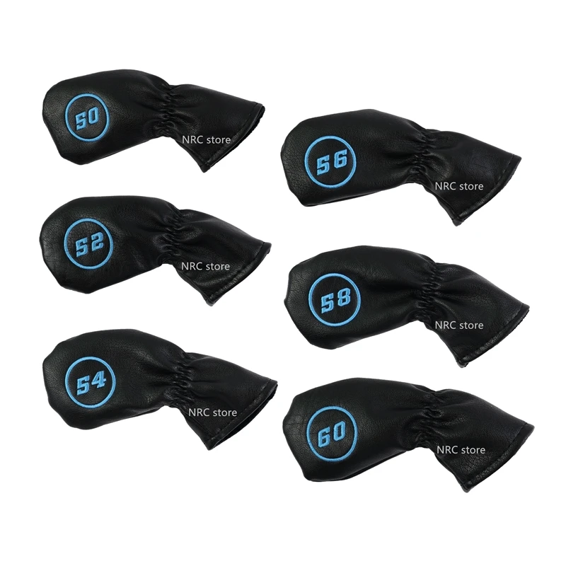 6pcs black NRC Гольф Железный головной убор изысканный PU толстый из искусственной кожи гольф клуб Железный головной убор аксессуары - Цвет: 6pcs black