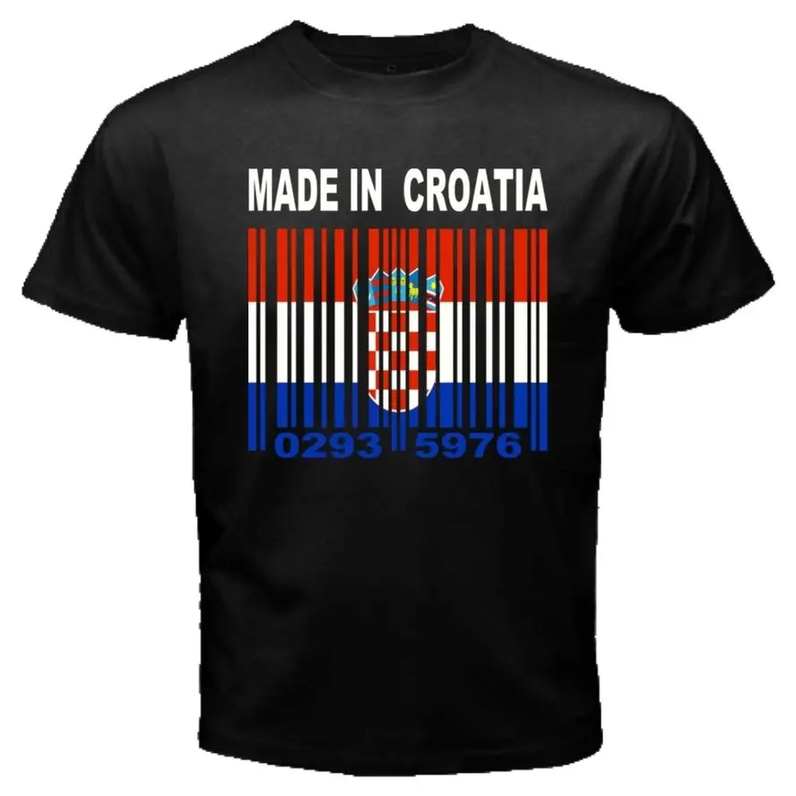

MADE IN CROATIA. Croatian Croat Country Flag Barcode Numbers T-Shirt. Summer Cotton O-Neck Short Sleeve Mens T Shirt New S-3XL