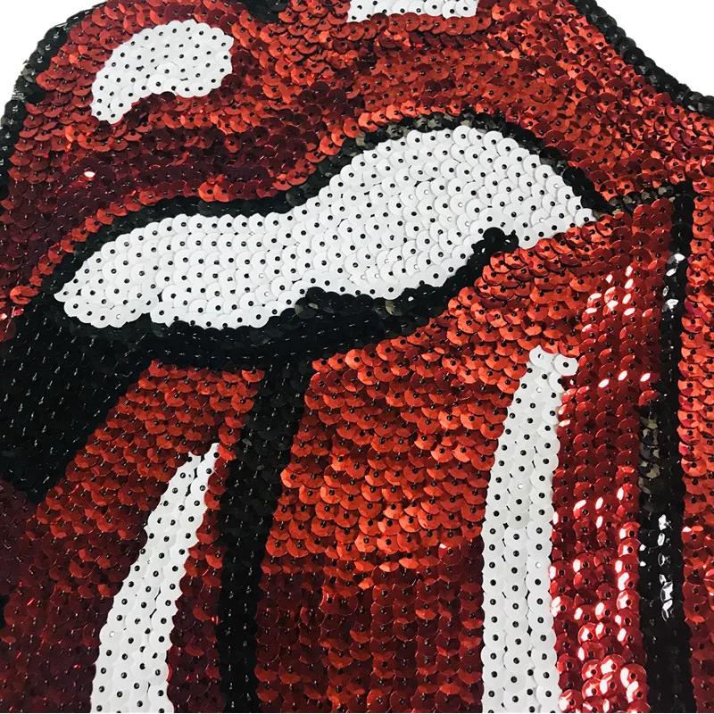 Милые нашивки модные большие красные пайетки нашивка на язык аппликация одежду