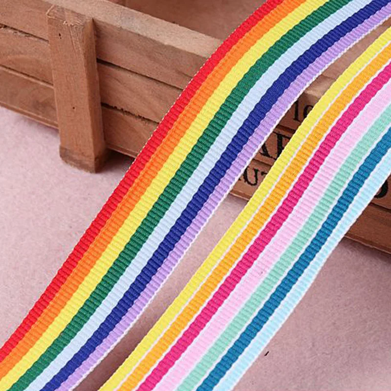 

50 Yards Rainbow Colorful Polyester Webbing 10mm 15mm 20mm 25mm 30mm 40mm Ribbon For Shoes Bag DIY Garment Sewing Accessories