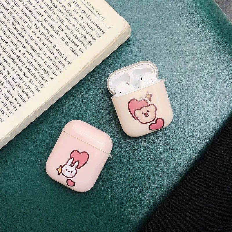 Милая мультяшная любовь кролик медведь для AirPods 1 2 беспроводные наушники чехол