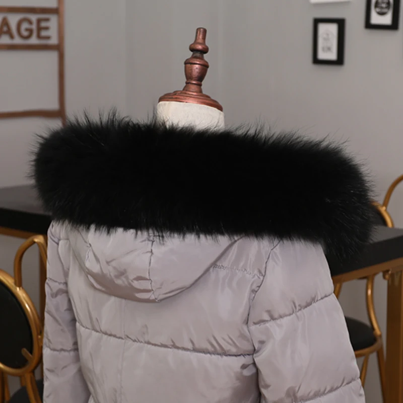 2020 winter new real raccoon fur collar down coat hat scarf custom |